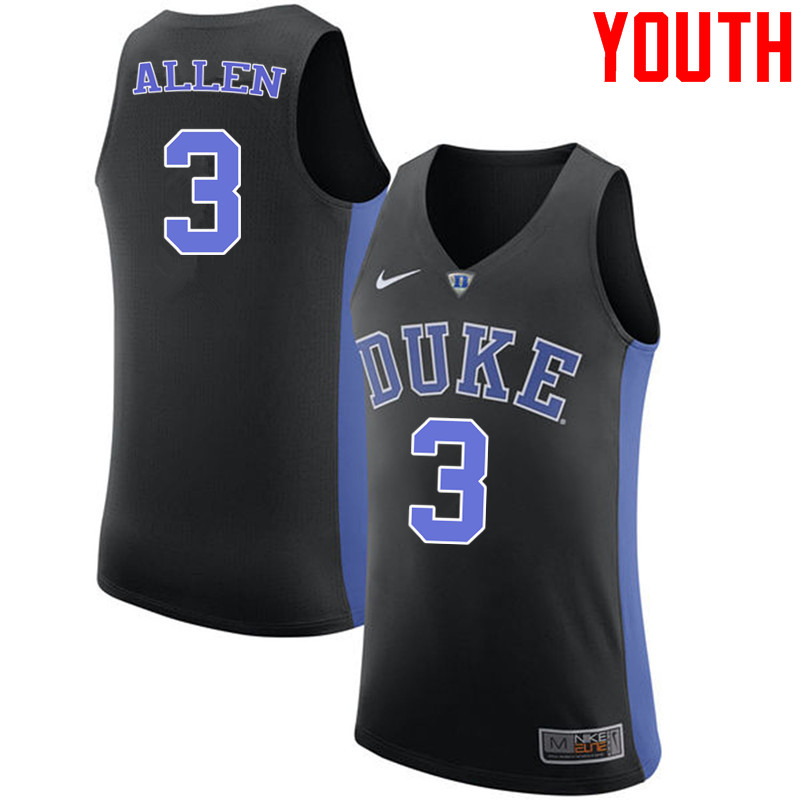 Youth #3 Grayson Allen Duke Blue Devils College Basketball Jerseys-Black